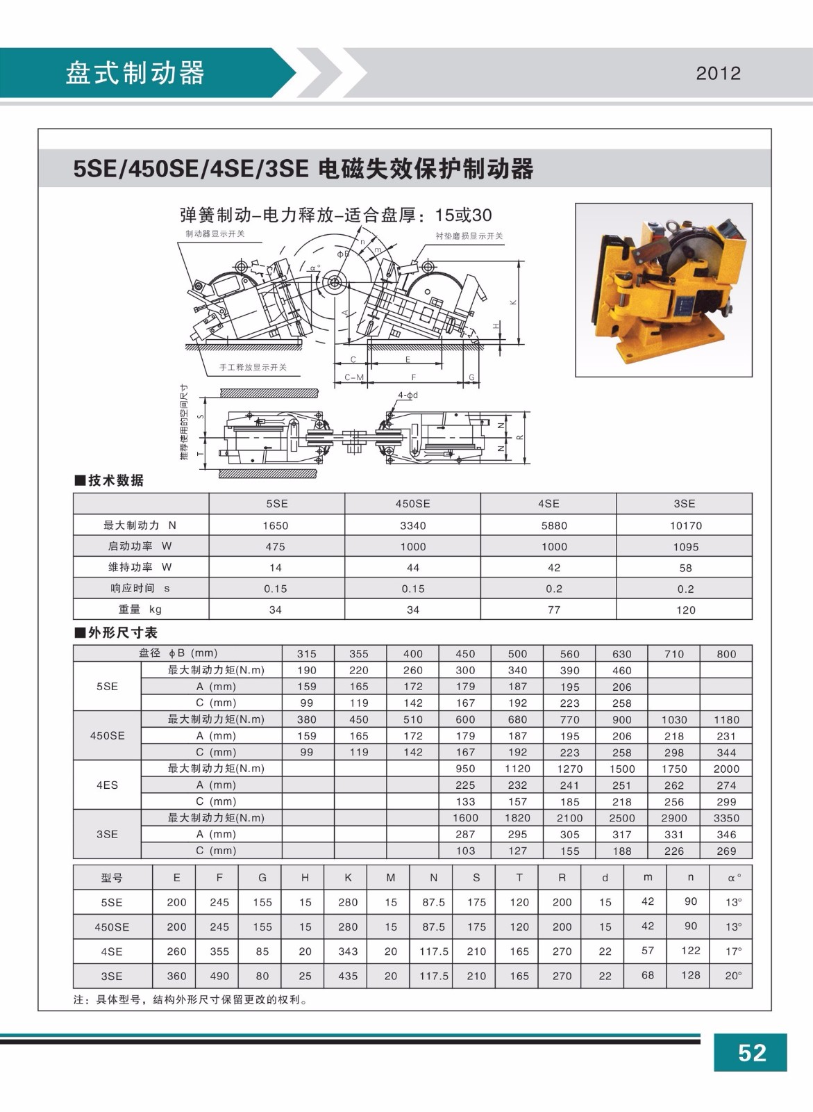 5SE 450SE 4SE 3SE電磁失效保護(hù)制動(dòng)器